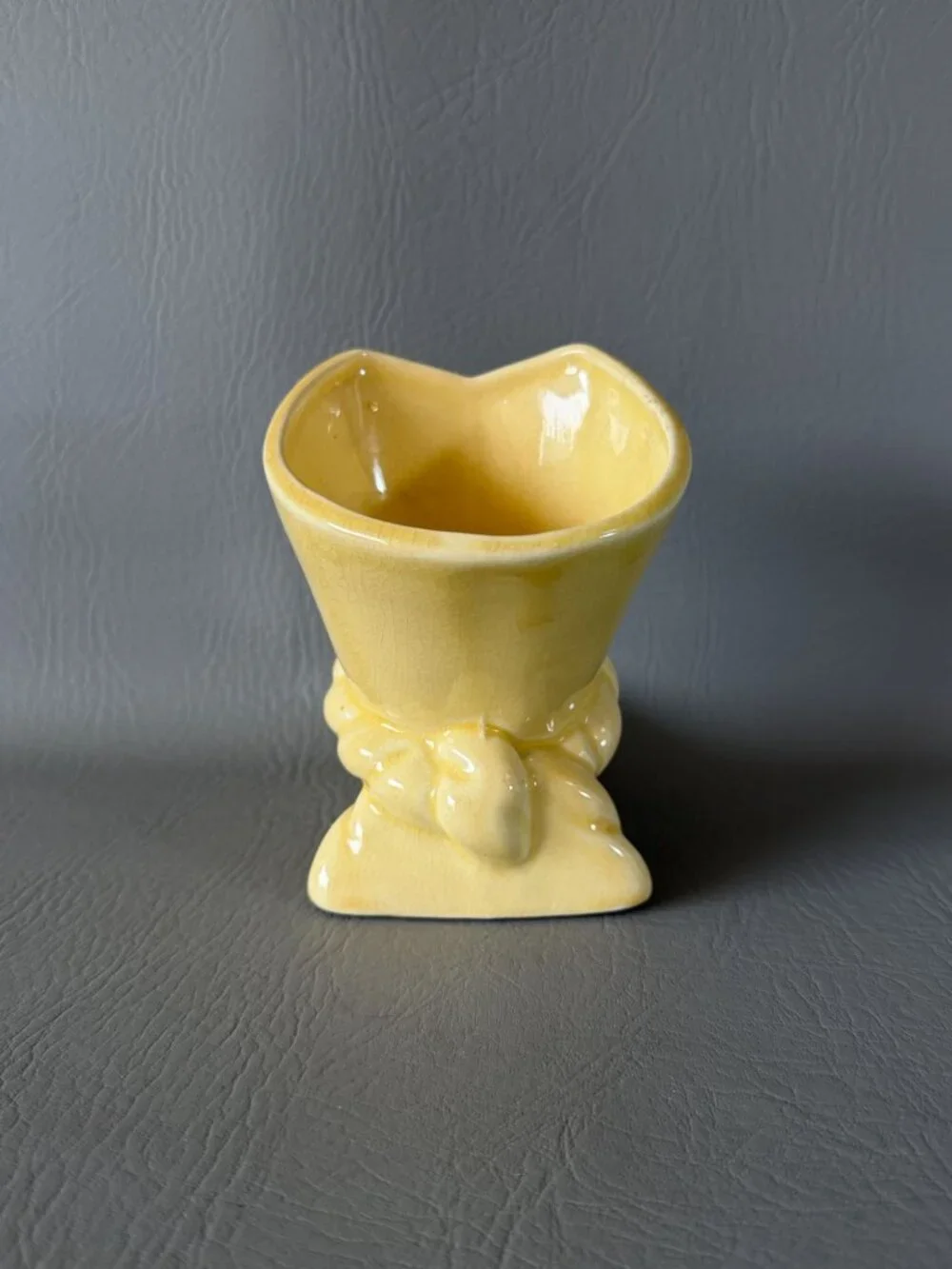 Vintage Yellow Ceramic Cowboy Boot Vase Planter Mid-Century Western Home Decor